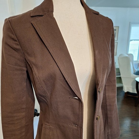 BCBG Brown Blazer Jacket Vintage Size 2 Corduroy Texture - Picture 9 of 10